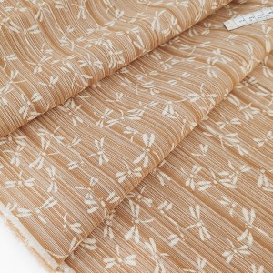 Destock 2m tissu japonais lin coton tissé teint motif libellule largeur 147cm