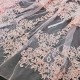 Destock 2.4m tissu dentelle broderie tulle brodé rose largeur 129cm