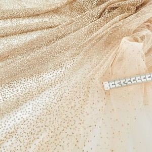 Déstock 2.3m tissu tulle pailleté sable doré dégradé largeur 160cm