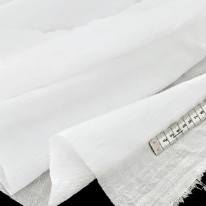 Destock 1.55m tissu crépon coton doux blanc largeur 140cm 