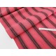 Destock 2.9m tissu japonais lin tissé teint rayure noir rose corail largeur 112cm