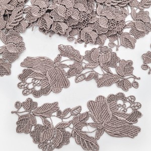 Destock lot de 10 appliques dentelle guipure épaisse douce haute couture taupe taille 14x5cm