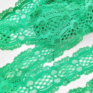 Destock 14m dentelle guipure polyester verte largeur 5.6cm