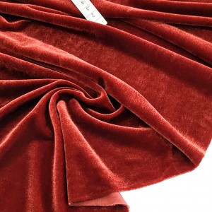 Déstock 0.56m tissu jersey velours soyeux doux élastique roux largeur 156cm 