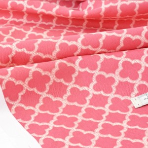 Déstock 2m tissu américain toile coton souple géométrique rose largeur 117cm