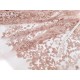 Destock 2.35m tissu dentelle broderie tulle brodé souple beige rosé  largeur 100cm