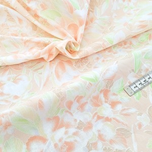 Destock 0.43m tissu coton imprimé fleuri rose pâle largeur 150cm