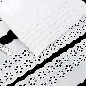 Destock 13.4m dentelle broderie anglaise coton blanche écrue largeur 8cm