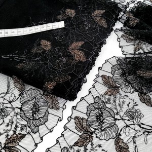 Destock 4.8m dentelle broderie tulle brodé fine haute couture largeur 22cm