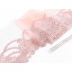 Destock lot 2.7m dentelle broderie guipure organza brodé rose largeur 19cm