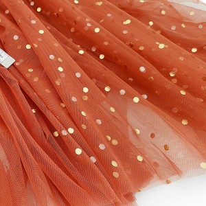 Déstock lot 6m tissu tulle rouille uni et pois doré largeur 160cm