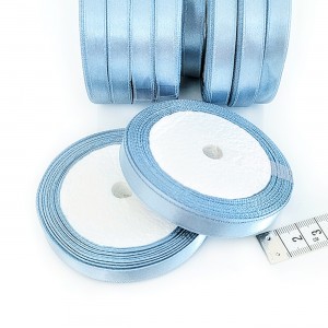 Déstock lot 5 rouleaux de 15m ruban satin simple face bleu fumé largeur 1cm
