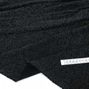 Destock 1.75m tissu jersey lycra lurex doux fluide noir argenté largeur 162cm