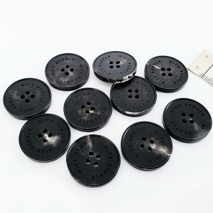 Déstock lot de 10 boutons ronds corne de buffle noir beige diamètre 25mm