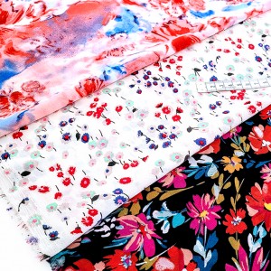 Destock lot 1.4m en 3 coupons tissu mousseline polyester doux fluide imprimé fleuri