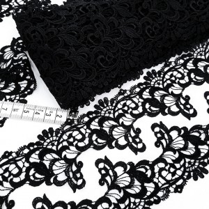 Destock lot 10m dentelle guipure fine fluide haute couture noire largeur 6cm