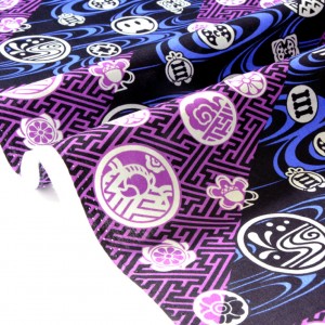 Tissu japonais coton traditionnel géométrique fond noir x 50cm