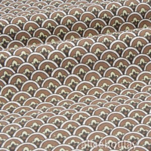 Tissu américain flanelle coton vagues Seigaiha marron x 50cm