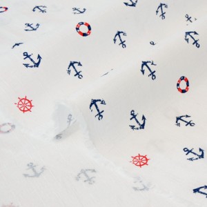 Tissu Japonais coton dobby encre marine fond blanc x 50cm