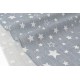 Tissu lin et coton dobby doux souple étoiles blanches fond gris chiné x 50cm 