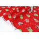 Tissu américain thème Noël les petits hiboux sur fond rouge x 50cm 