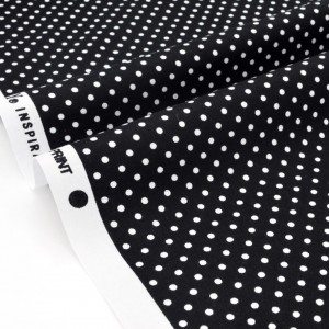 Tissu américain pois blanc sur fond noir x 50cm 