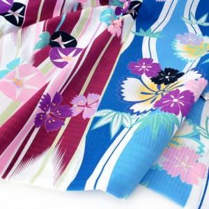 Tissu Japonais kimono fleuri flèche sur fond blanc x 50cm 