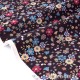 Tissu japonais lin coton fleuri multicolore sur fond chocolat x 50cm 