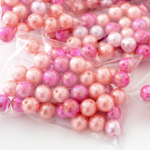 1 perles en résine, acrylique rond rose, fuchsia, noir, blanc 12mm - Un  grand marché