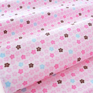 Tissu flanelle coton extra doux fleuri rose turquoise x50cm 