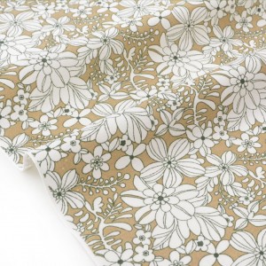 Tissu japonais coton fleuri fond beige x 50cm 