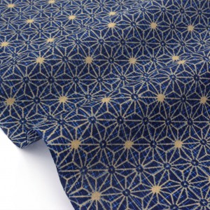Tissu japonais traditionnel étoiles asanoha marine beige x 50cm