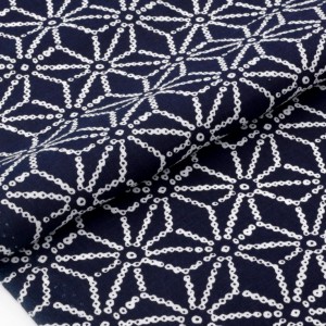 Tissu japonais patchwork coton raide étoiles asanoha couleur noir blanc x 50cm 