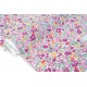 Tissu Japonais coton soyeux fleuri rose prune fond écru x 50cm 